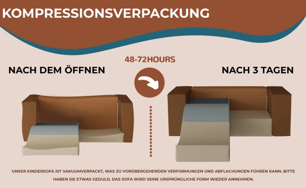 Sofa aus Schaumstoffblöcken für Kinder, Verpackung.