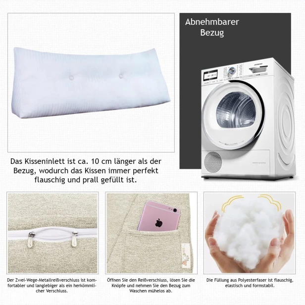Dreieckiges Lesekissen – Leinenweiß, Produktdetails