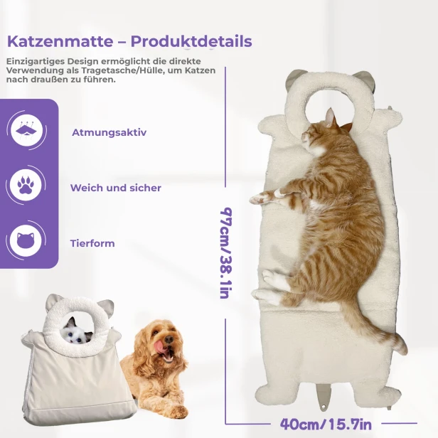 Innovatives Mehrzweck-Katzenbett, Produktabmessungen.
