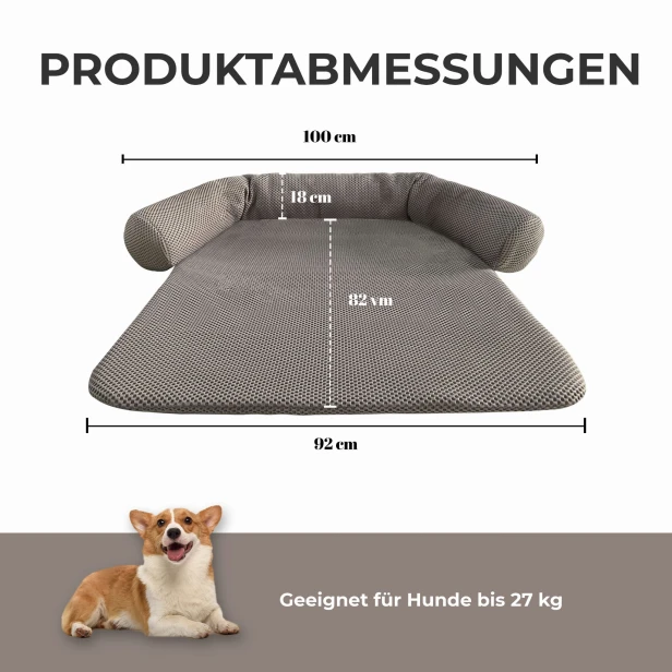 Luftiges Hunde-/Katzenbett für die Couch, Produktabmessungen.