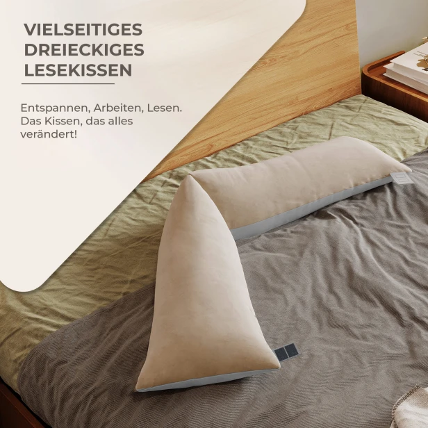 Faltbares dreieckiges Lendenkissen, vielseitig einsetzbar.