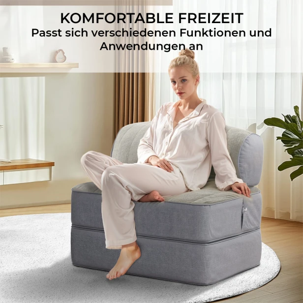 Frau sitzt auf einem 3-in-1-Modul-Relaxstuhl