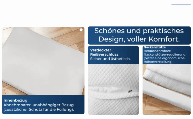 Ergonomisches Stützkissen, Produktmerkmale.