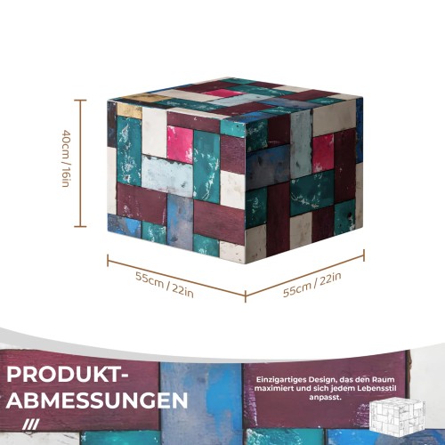 Moderner Fußhocker, Pouf. Produktabmessungen.