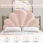 Muschelförmiges Wandkissen fürs Schlafzimmer, rosa Kopfteil. Schlafzimmereinrichtung.