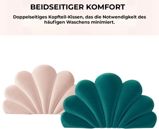 Muschelförmiges Wandkissen fürs Schlafzimmer, doppelseitig.