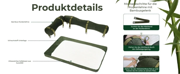 Samtsofa mit Schlaffunktion und Rückenlehne, Produktdetails.