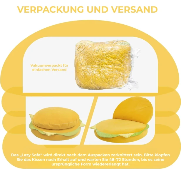 Bodenhocker „Hamburger“, Verpackungs- und Versanddetails.