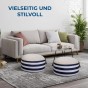 Pouf mit Aufbewahrungsbox, arrangiert im Wohnzimmer.