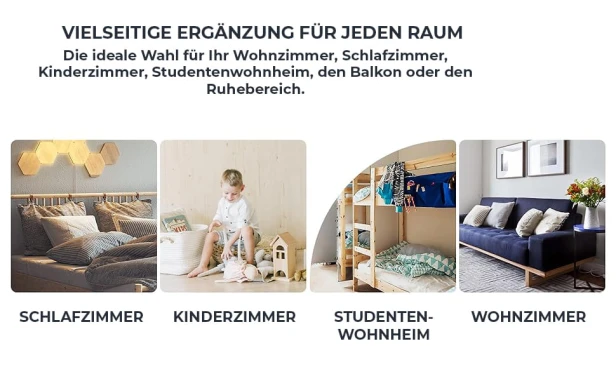 Pouf mit Behälter (Aufbewahrung), Beschreibung der Anwendungsmöglichkeiten.