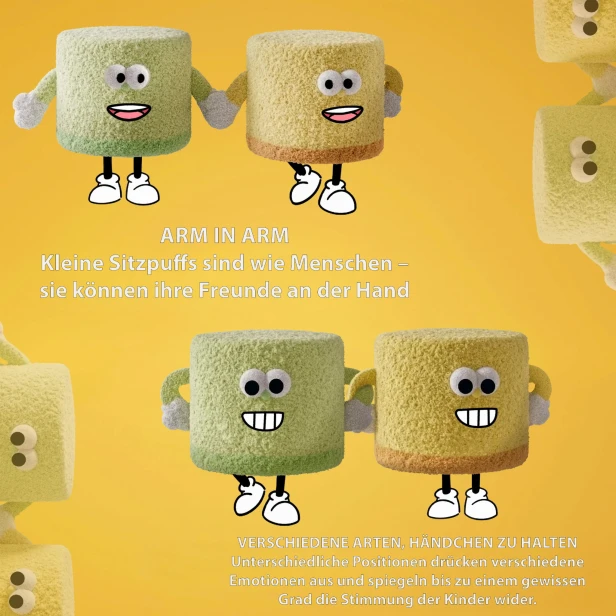 „JoyPouch“-Pouf, Befestigungsmöglichkeiten für Poufs.
