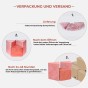Set mit 3 modularen Lavendel-Poufs. Vakuumverpackung für optimale Sicherheit. Der Pouf nimmt innerhalb von 24–48 Stunden wieder seine volle Form an. Kein Aufbau erforderlich!