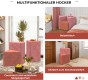 Set aus 3 modularen Poufs in Lavendel. Dieser multifunktionale Ottoman-Pouf (rosa/koralle) erfüllt drei Zwecke: als modularer Couchtisch und Sitzgelegenheit im Wohnzimmer, als Beistelltisch im Schlafzimmer und als Bank zum Schuheanziehen im Flur.