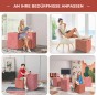 Drei modulare Poufs in Lavendel. Entdecken Sie die Vielseitigkeit unserer Poufs! Perfekt zum Lesen, als Fußhocker, als Kinderzimmermöbel und als flexible Sitzgelegenheit für Teenager. Gestalten Sie Ihr Pouf ganz nach Ihren Bedürfnissen!