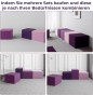 Modulare Lavendel-Fußhocker, Konfiguration, Verbindung, Möglichkeiten