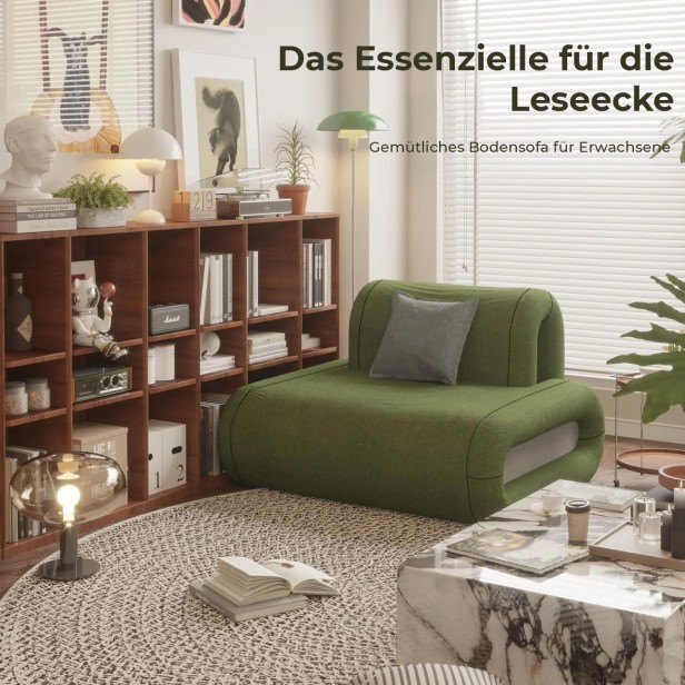 Zen-Entspannungs-Bodensofa. Anordnung im Wohnzimmer