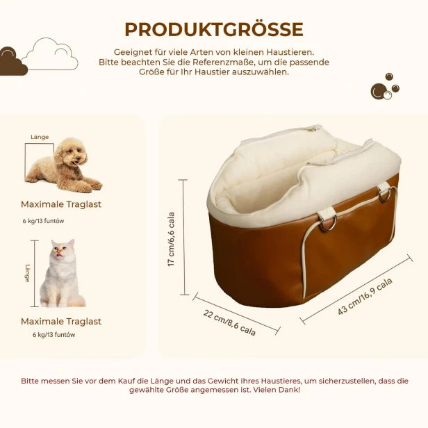 Abmessungen von Autositzen für kleine Hunde und Katzen – Maximalgewicht und maximale Länge