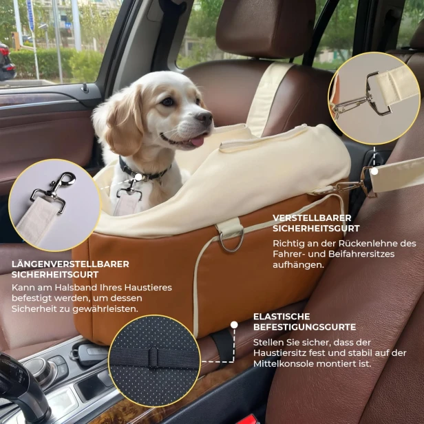 Hunde-Autositz-Sicherheitssystem – Feste Sicherheitsgurte und verstellbarer Rückhaltegurt
