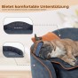Das Foto verdeutlicht den Hauptvorteil unseres exklusiven Hunde-Sofabetts: außergewöhnliche Unterstützung, die zu einem gesunden und erholsamen Schlaf beiträgt.