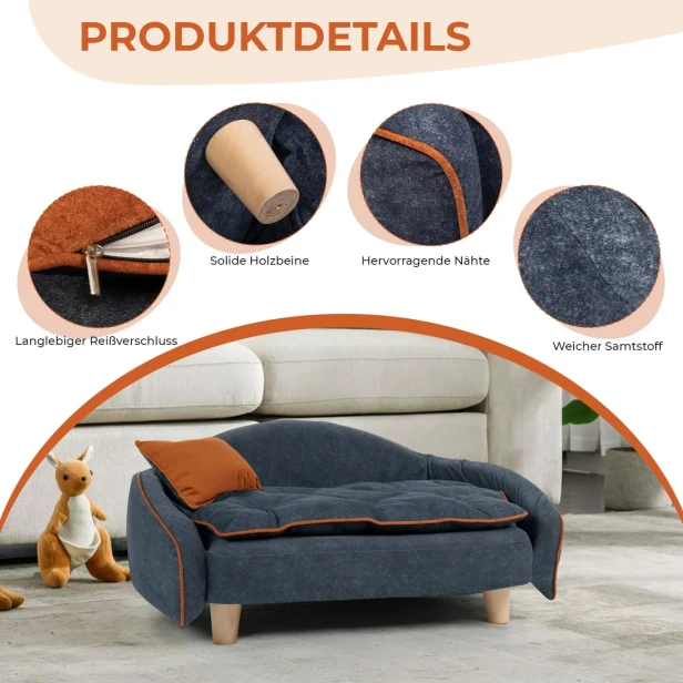 Qualität und Details | Schlafsofa aus Samt mit Holzbeinen
