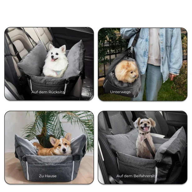 Anleitungen und Methoden verdeutlichen die Vielseitigkeit eines Hundeautositzes.