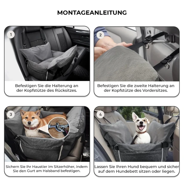 Einfache Anleitung zur Installation eines Hundeautositzes auf dem Rück-/Vordersitz!