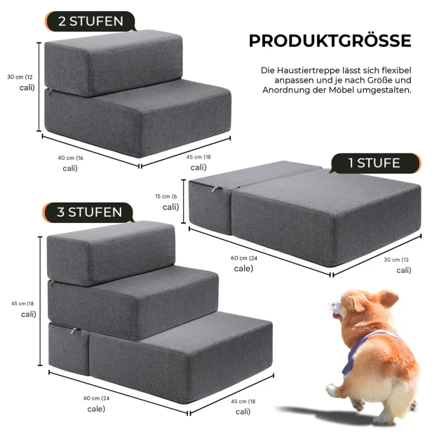 2-in-1-Klapptreppe für Haustiere mit Ruhebereich, Produktabmessungen