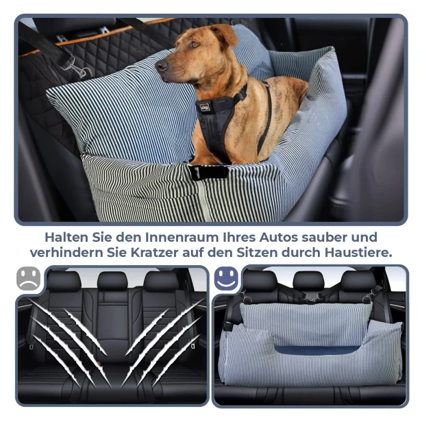 Schutz Ihres Fahrzeuginnenraums vor Hunden – Gestreiftes Autobett (sauber und kratzfrei)