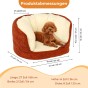 Exakte Abmessungen des Hundebetts in Terrakotta und Beige.