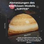 Grafik mit den Abmessungen eines dreidimensionalen, jupiterförmigen Kissens