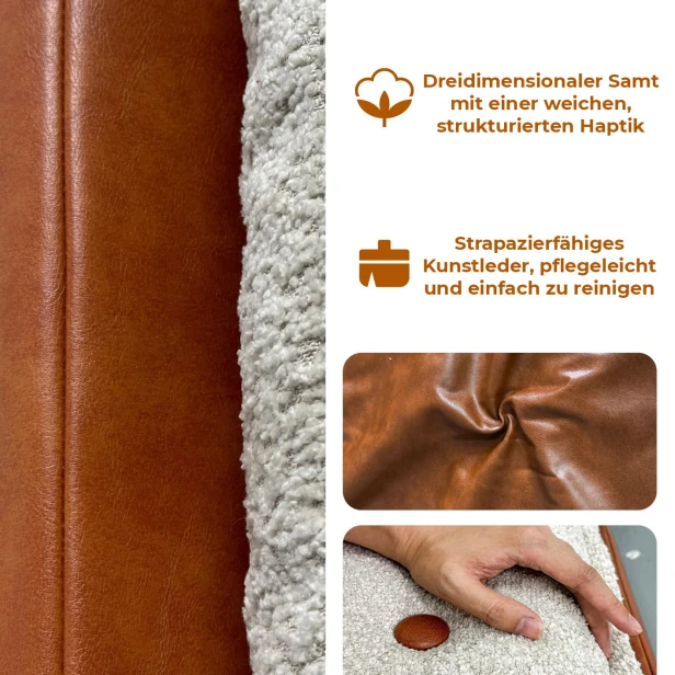 Grafik zur Darstellung der zur Herstellung der Kopfstütze/Kissen verwendeten Materialien.