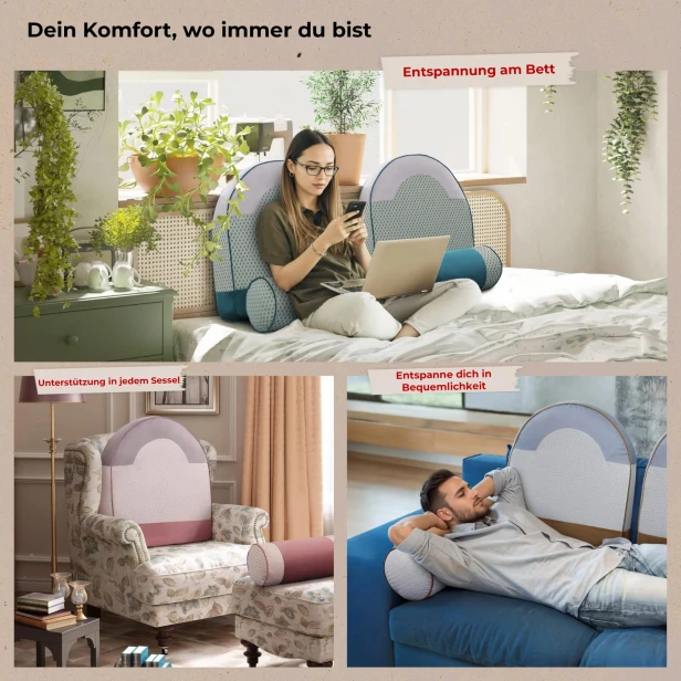 Multifunktionales Rückenkissen – das perfekte Produkt für Komfort im ganzen Haus.