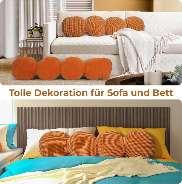 Ein Kissen mit Schlangenmuster ist ein dekoratives Element für Wohn- und Schlafzimmer. Haupttitel: Tolle Dekoration für Sofa und Bett