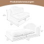 Abmessungen des modularen Sessels und der Chaiselongue – Beige Lounge-Konfiguration