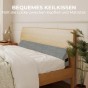 XXL-Keilkissen in Grau, arrangiert auf dem Bett im Schlafzimmer.