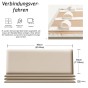Beigefarbenes, multifunktionales Bettschutzpaneel. Anschlussdetails.
