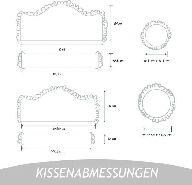Dekokissen-Set (3-teilig) weiß, Produktabmessungen.