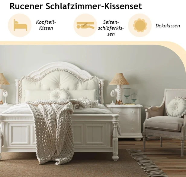 Dekoratives Kissen-Set (3-teilig) weiß, Verwendungsmöglichkeiten.