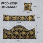 Königliches Set bequemer Kissen mit floralem Muster, Gold. Produktabmessungen.