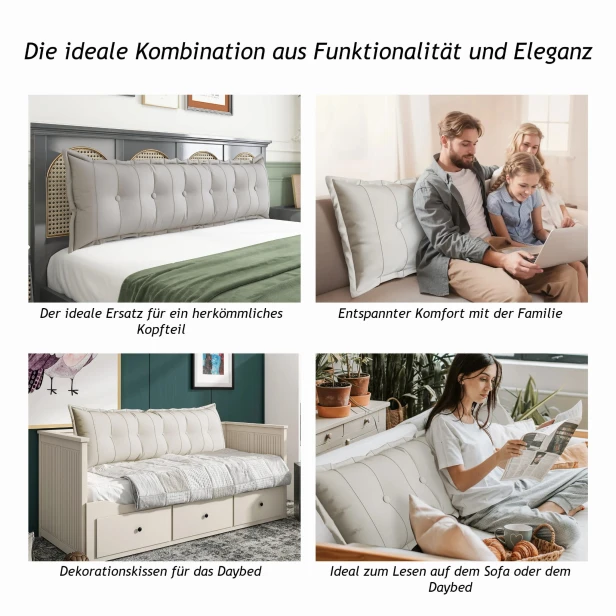 Rechteckiges Rückenstützkissen – Beige Baumwolle. Vielfältige Gestaltungsmöglichkeiten, hohe Funktionalität und Eleganz.
