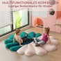 Kinder spielen auf Muschelkissen.