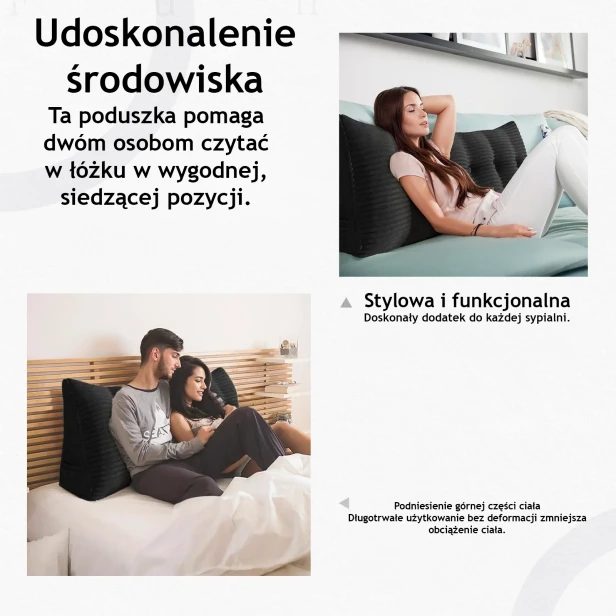 Großes Lesekissen aus Cord – Schwarz. Umweltverbesserung.