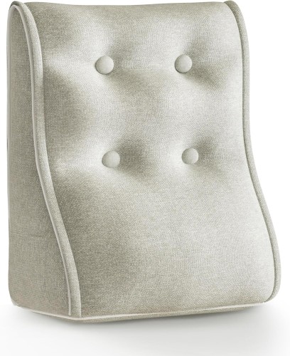 Modulares ergonomisches Leinenkissen – Beige – Gesteppte Lendenwirbelstütze.