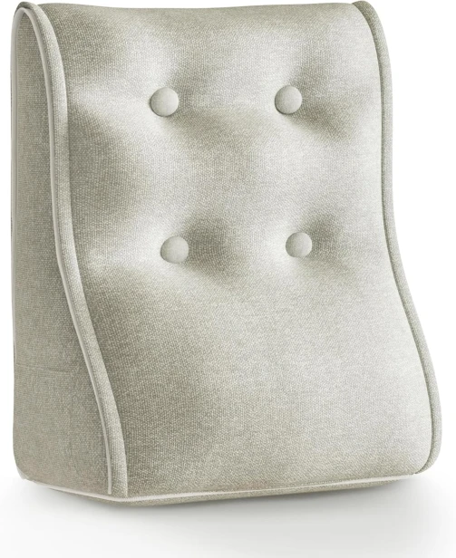 Modulares ergonomisches Leinenkissen – Beige – Gesteppte Lendenwirbelstütze.
