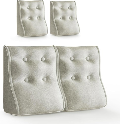 Set mit 2 modularen Lendenkissen – Beige Leinen, gesteppt und ergonomisch.