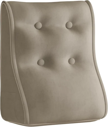 Lendenkissen aus Kamelsamt mit vier gesteppten Knöpfen für ergonomische Rückenunterstützung.