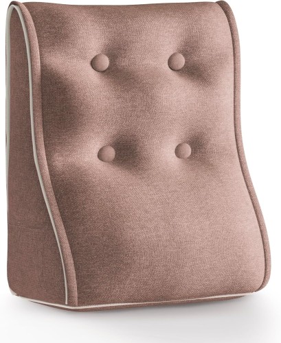 Modulares ergonomisches Leinenkissen – Rosa – Gesteppte Lendenwirbelstütze.