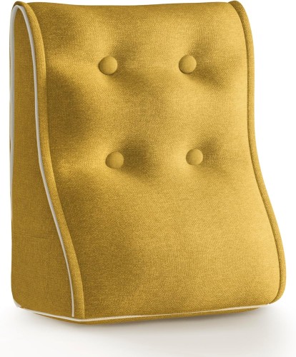 Modulares ergonomisches Leinenkissen – Gelb – Gesteppte Lendenwirbelstütze.