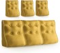 Set mit 3 modularen Lendenkissen – Gelbes Leinen, gesteppt und ergonomisch.