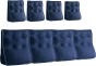 Set aus vier gesteppten, marineblauen Samt-Lendenkissen mit weißer Paspelierung.
